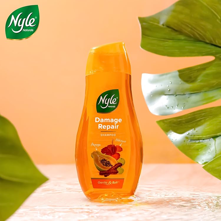 Nyle Naturals Damage Repair Shampoo, With Papaya, Hibiscus And Shikakai,gental & Soft, 180